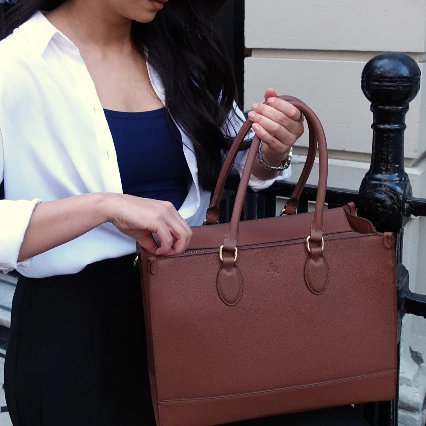 Belgrave Luxe Leather Work Bag - Tan - Image 10
