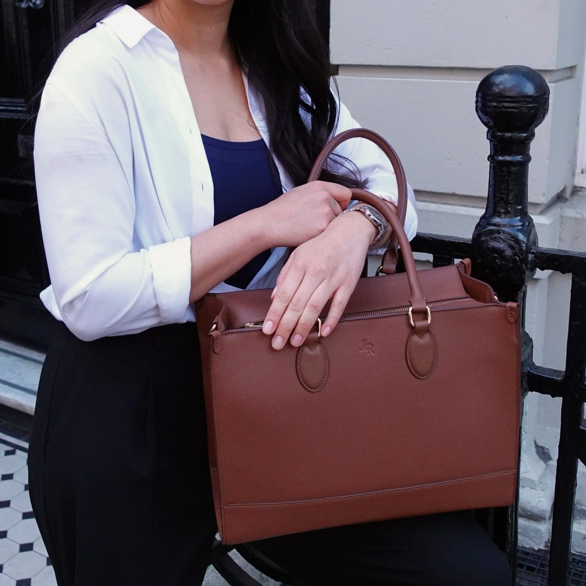 Belgrave Luxe Leather Work Bag - Tan - Image 7