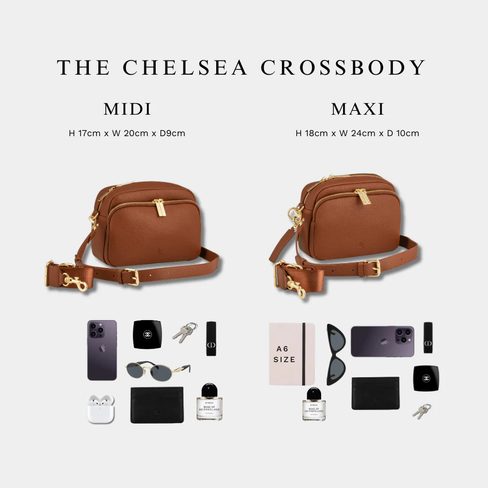Chelsea Midi Crossbody Luxe Leather Bag - Chocolate Brown - Image 3