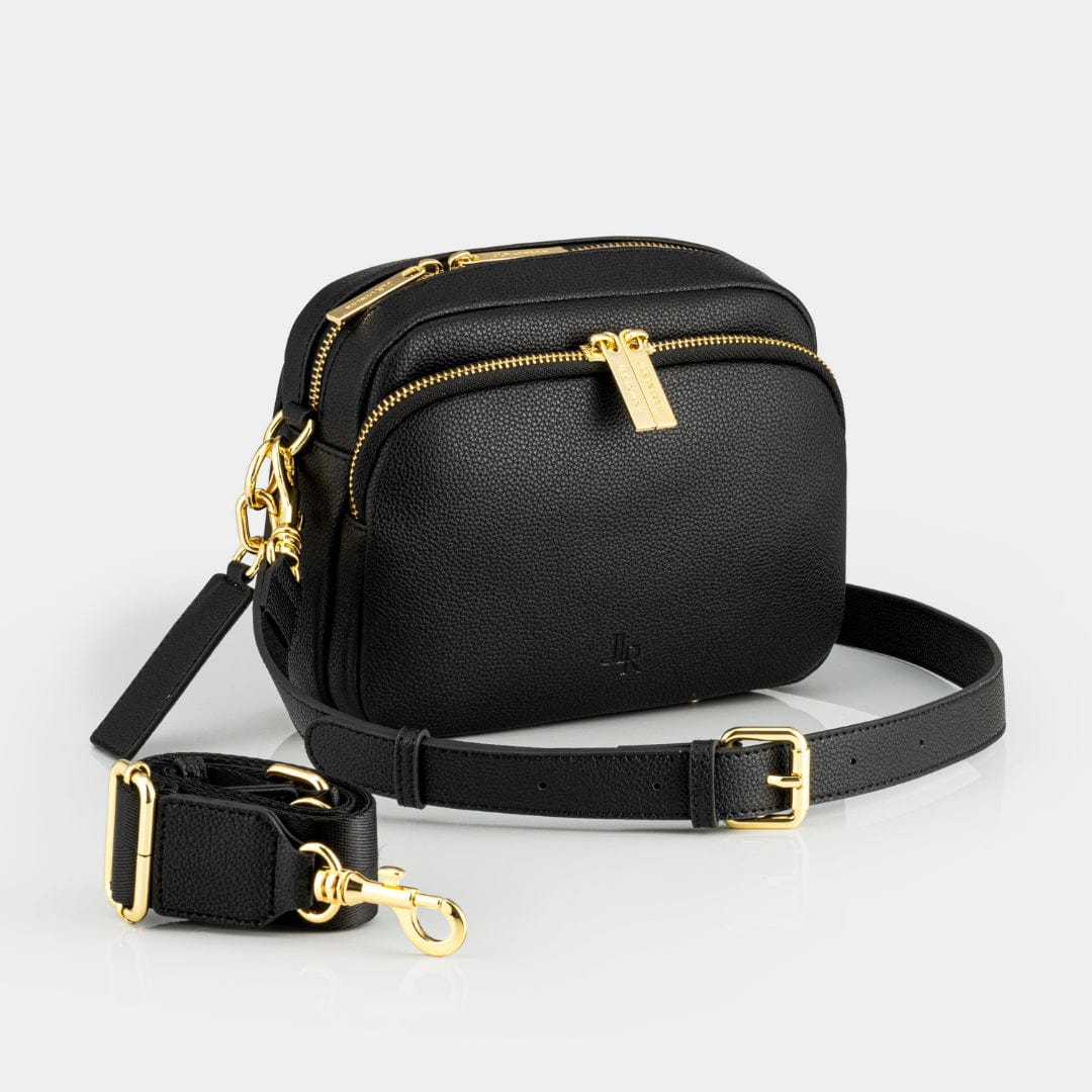Chelsea Midi Crossbody Luxe Leather Bag -Black - Image 4