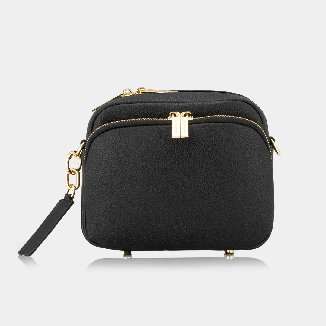 Chelsea Midi Crossbody Luxe Leather Bag -Black - Image 6