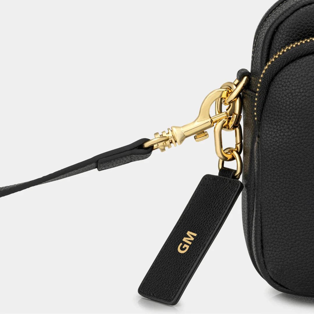 Chelsea Midi Crossbody Luxe Leather Bag -Black - Image 8