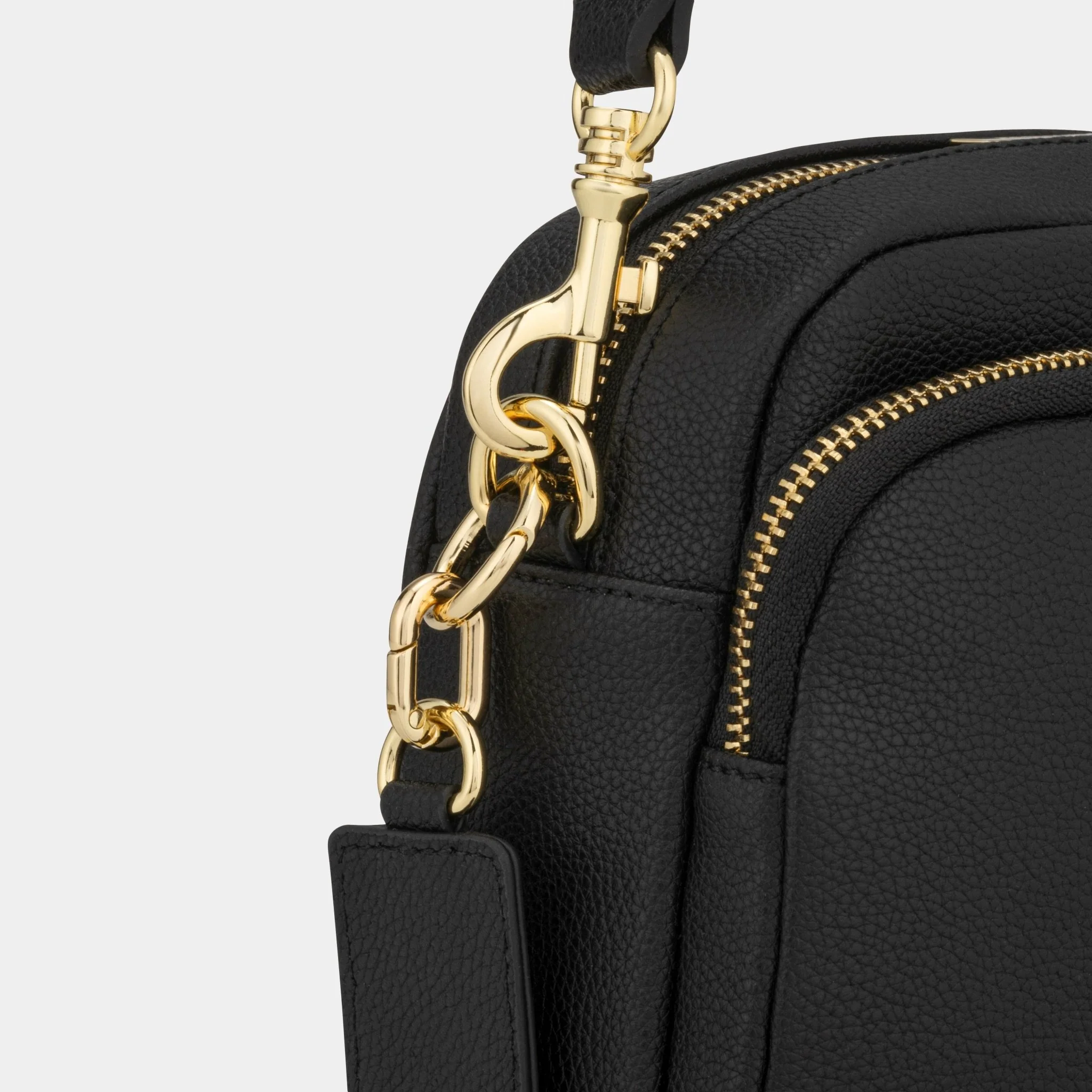 Chelsea Midi Crossbody Luxe Leather Bag -Black - Image 9