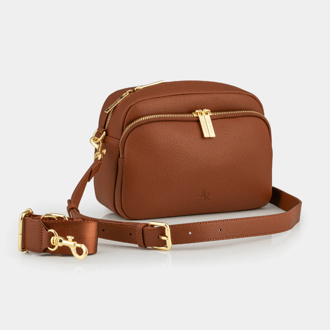 Chelsea Midi Crossbody Luxe Leather Bag Tan - Image 4