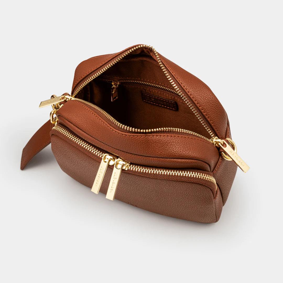 Chelsea Midi Crossbody Luxe Leather Bag Tan - Image 8