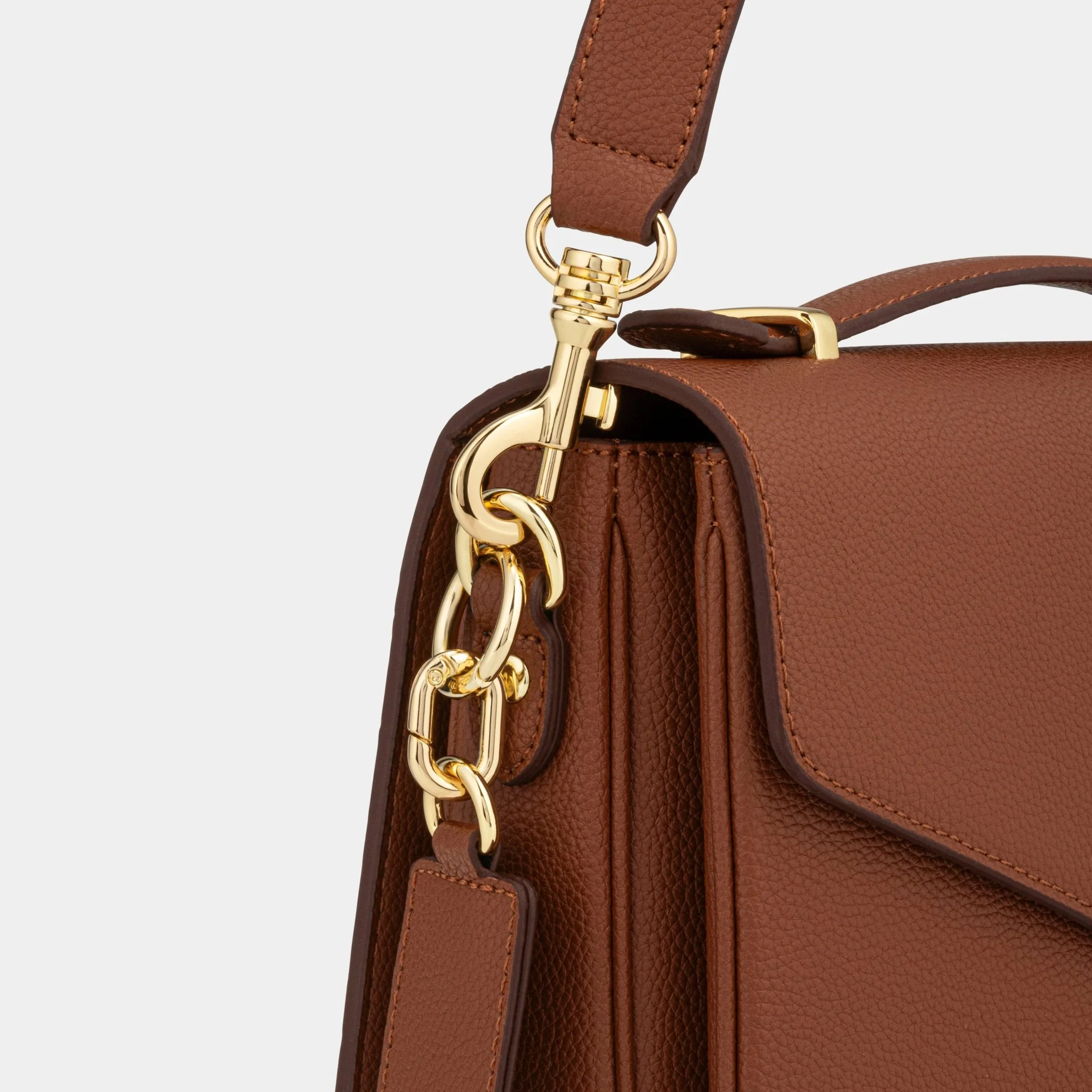 Kensington Luxe Leather Top Handle Bag- Tan - Image 8
