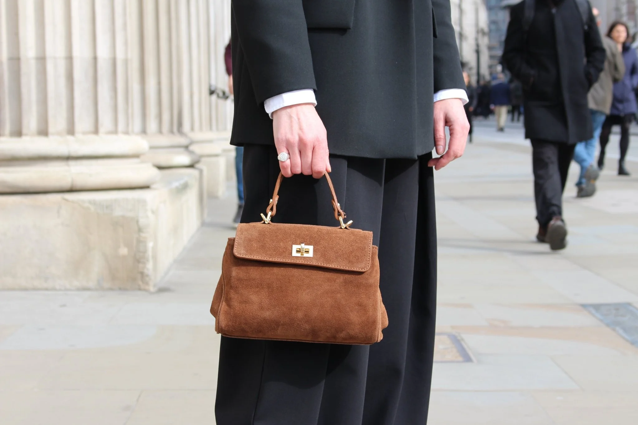 Lucca Top Handle Luxe Suede Tote Bag Tan *Pre-Order* - Image 5