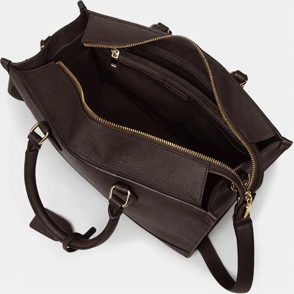 *IN STOCK*Luxe Leather Belgrave Work Bag - Dark Brown - Image 4