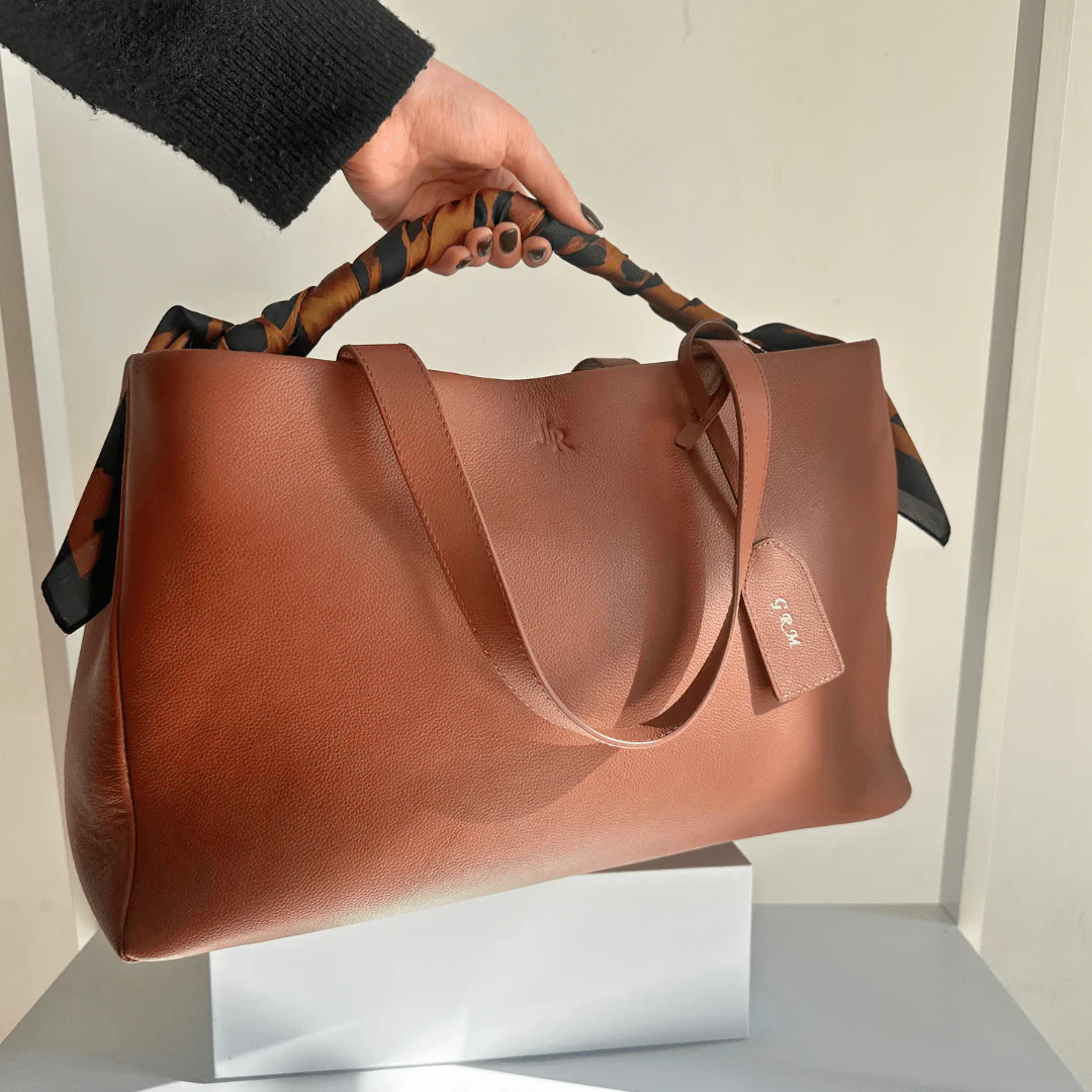 Stella Large Luxe Leather Tote Bag- Tan - Image 9