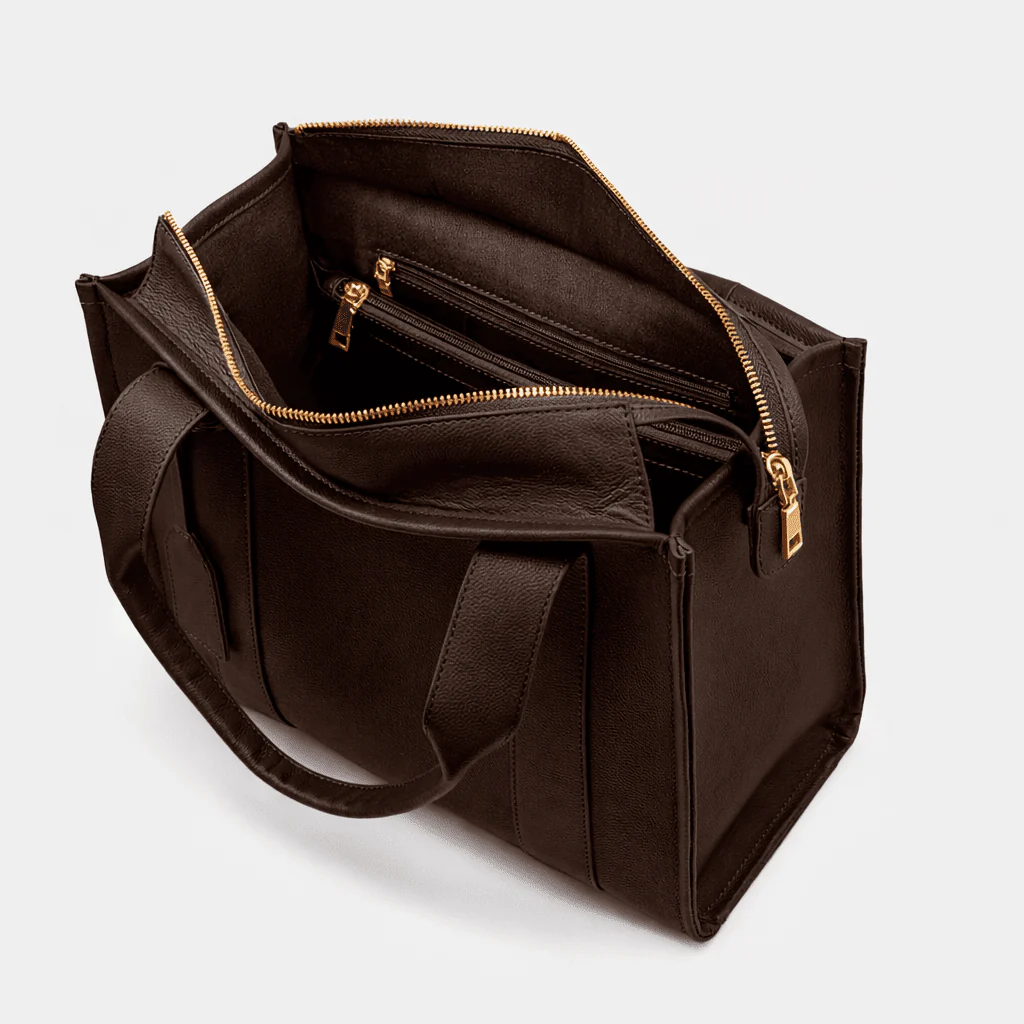 *IN STOCK*Maxi Taylor Luxe Leather Tote Bag - Dark brown - Image 4