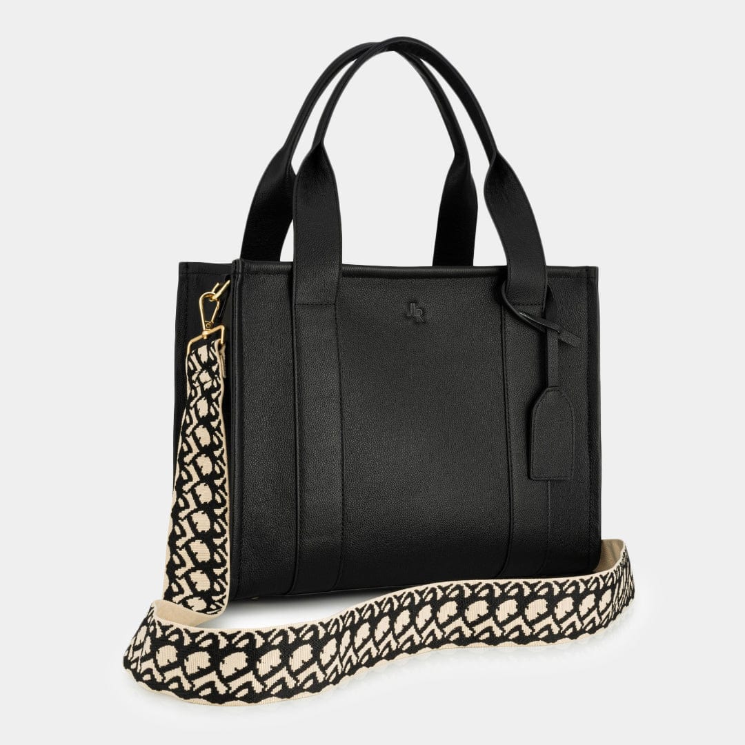 Medium Taylor Luxe Leather Tote Bag- Black - Image 15