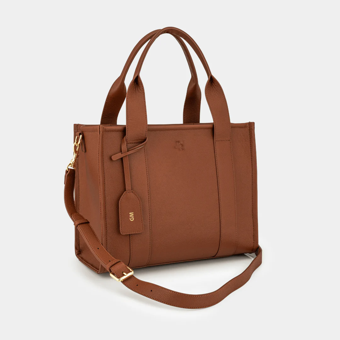 Medium Taylor Luxe leather Tote bag - Tan - Image 8