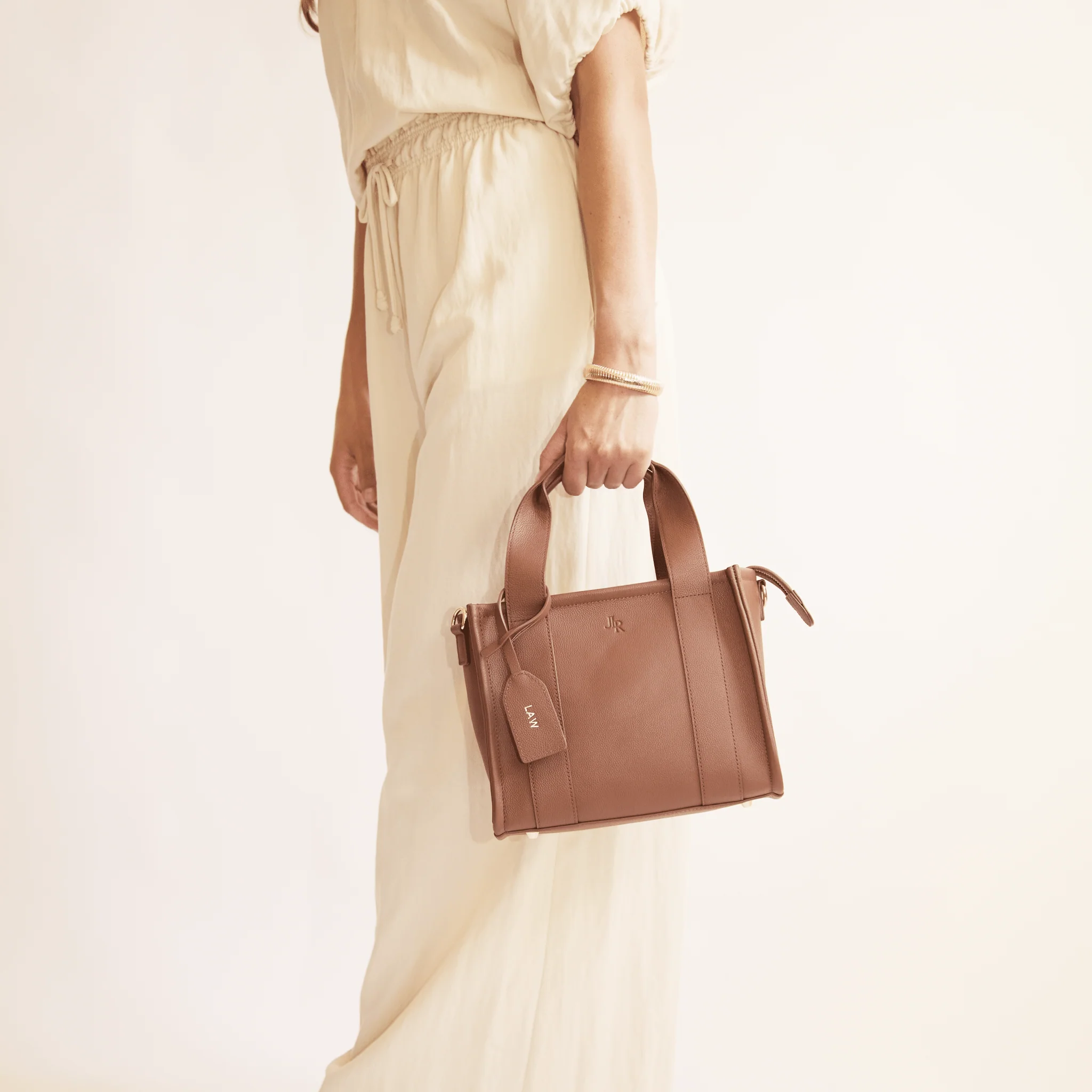 Mini Taylor Luxe Leather Tote Bag - Tan - Image 6