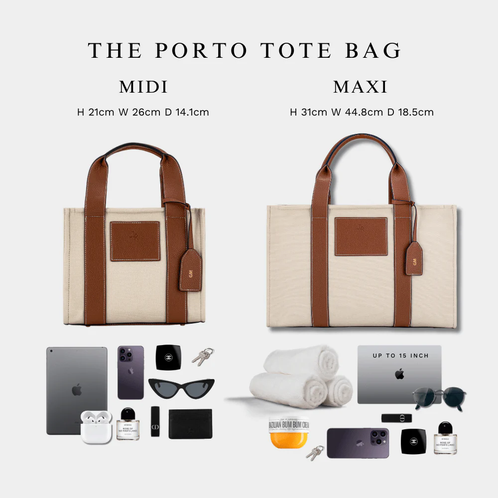 Porto Maxi Luxe Vegan Leather And Canvas Tote Bag - Black - Image 3