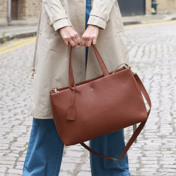 Stella Large Luxe Leather Tote Bag- Tan - Image 7