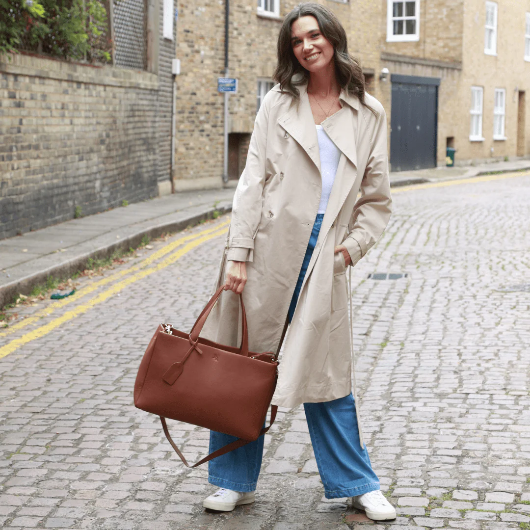 Stella Large Luxe Leather Tote Bag- Tan - Image 8