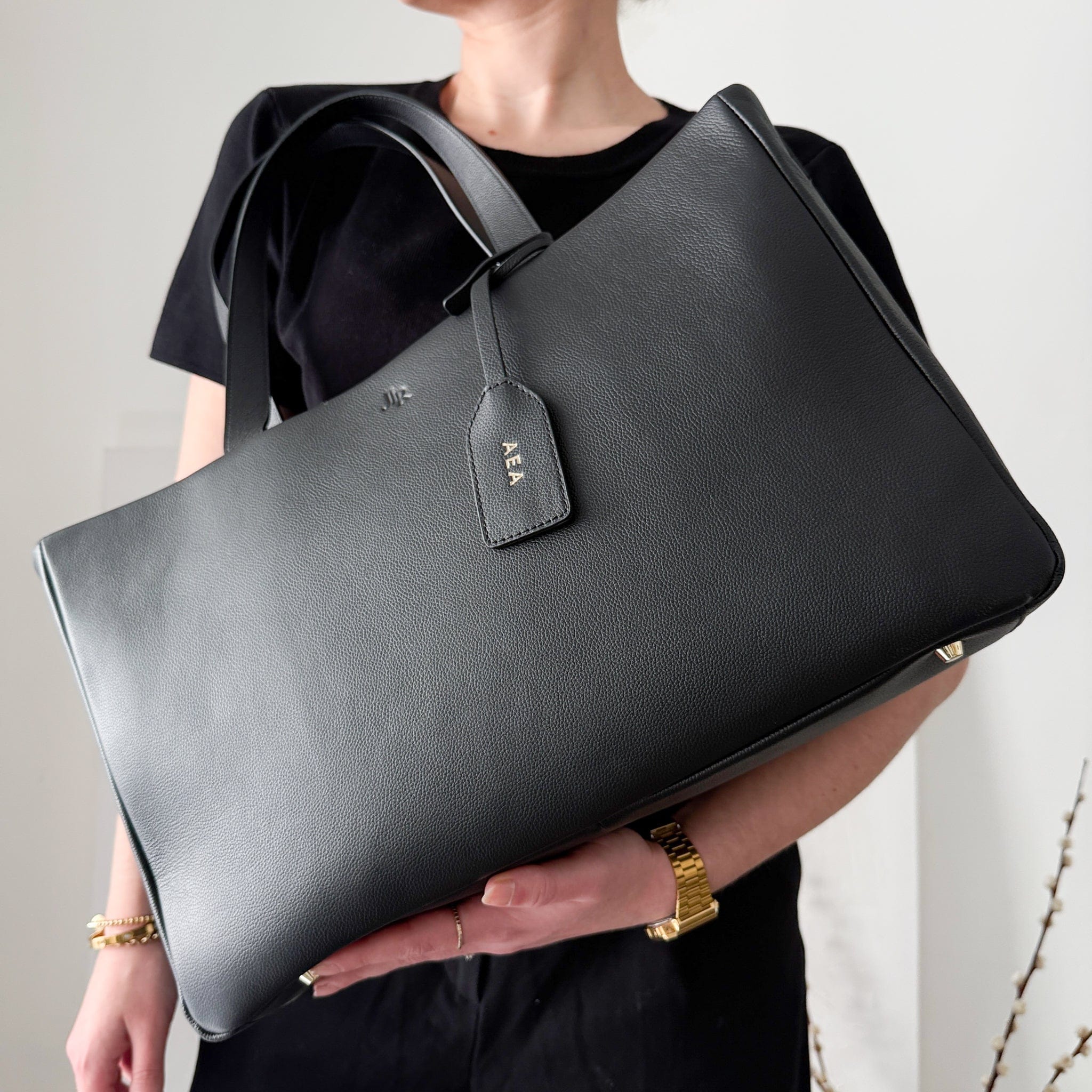 Stella Large Luxe Leather Tote Bag - Black *Pre-order* - Image 7