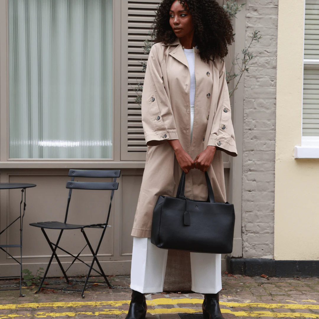 Stella Large Luxe Leather Tote Bag - Black *Pre-order* - Image 8