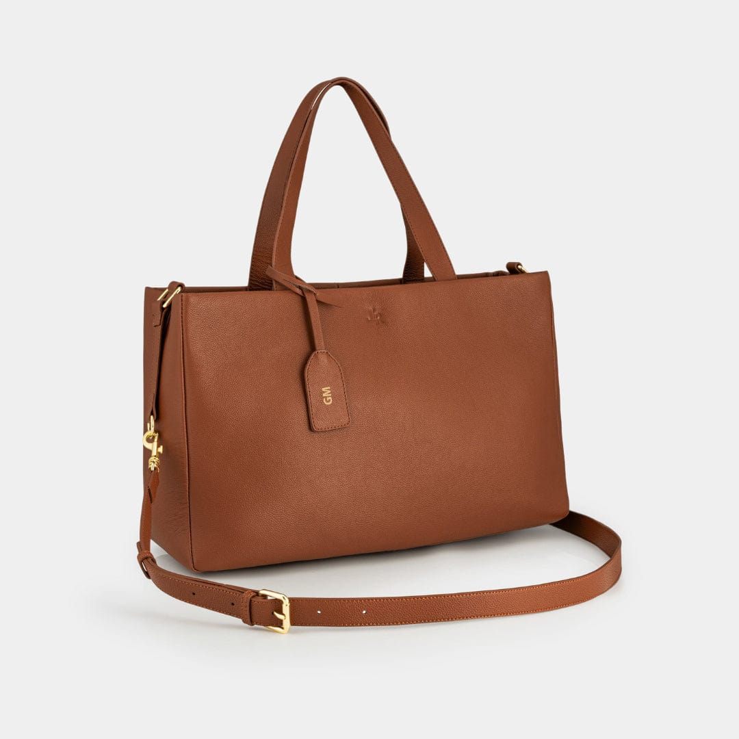 Stella Large Luxe Leather Tote Bag- Tan - Image 6