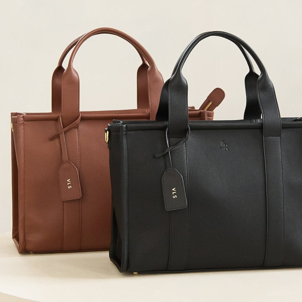 Maxi Taylor Luxe Leather Tote Bag - Tan - Image 3