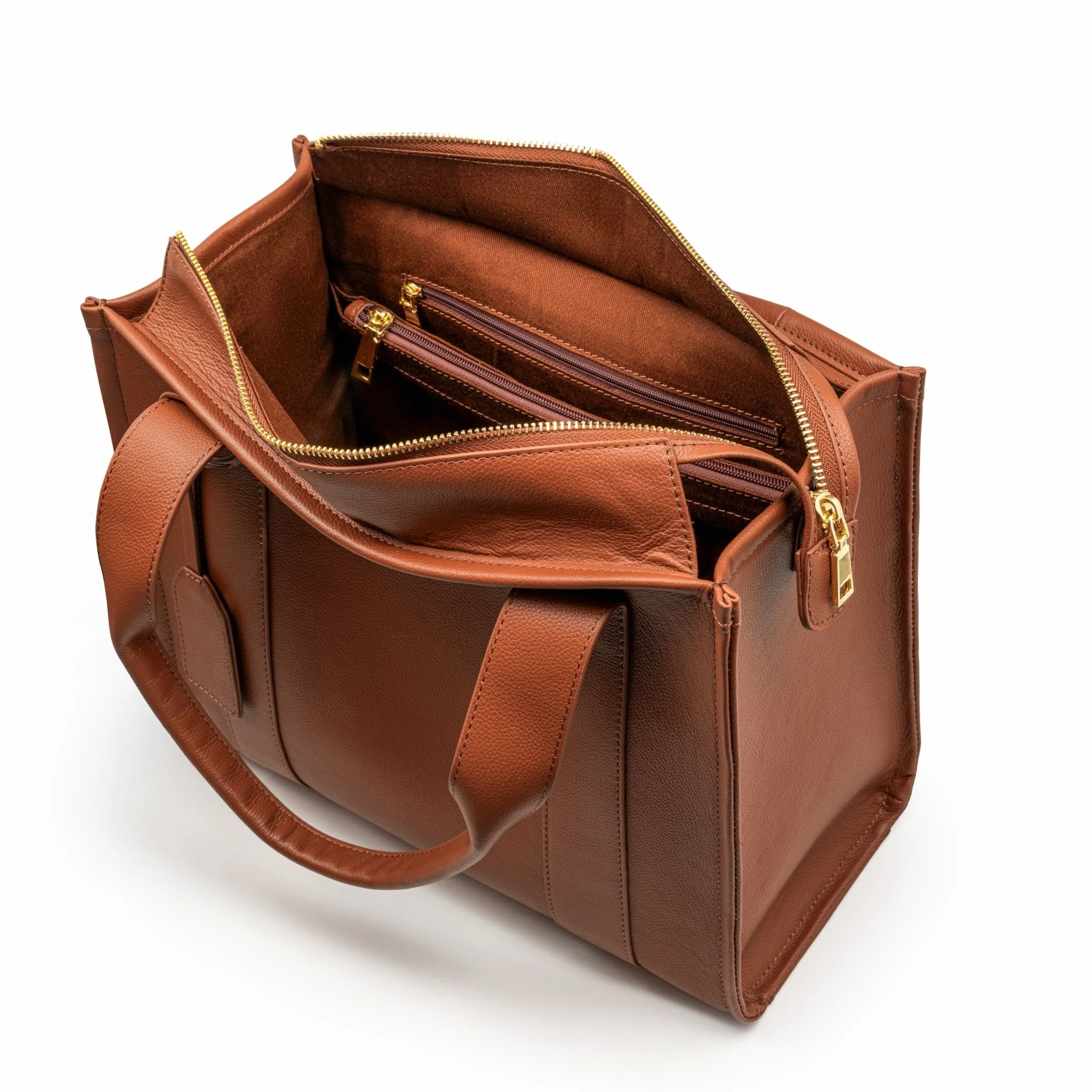 Maxi Taylor Luxe Leather Tote Bag - Tan - Image 7