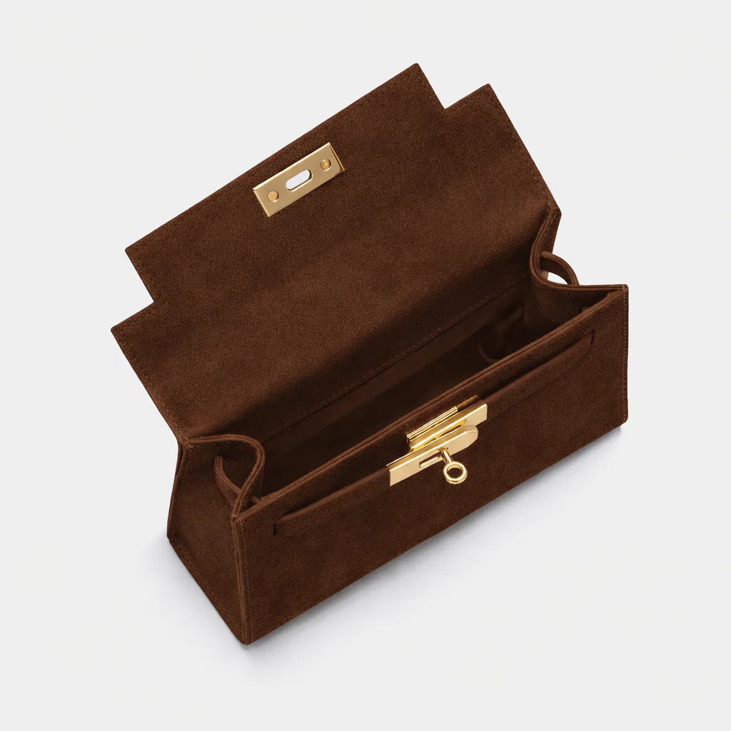 *IN STOCK*Willow Top Handle Tote Bag Brown Suede - Johnny Loves Rosie - Image 3